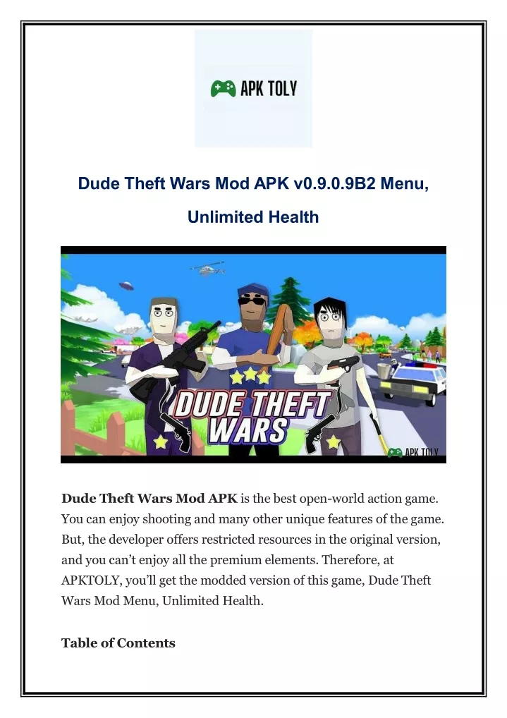 dude theft wars mod apk v0 9 0 9b2 menu