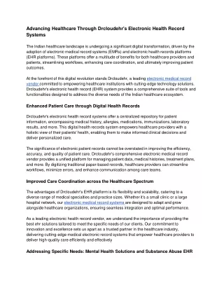 Advancing Healthcare Through Drcloudehr's Electronic Health Record Systems (1)