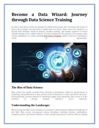 Become a Data Wizard Journey through Data Science Training