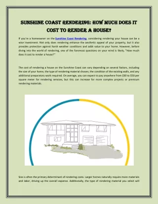 sunshine coast rendering how much does