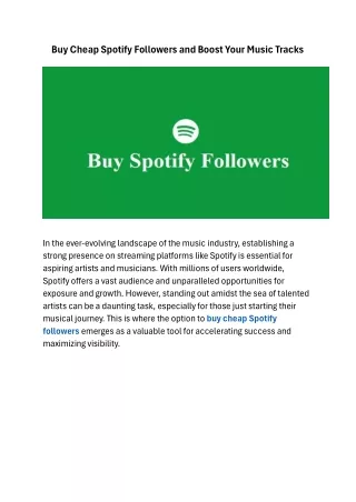 Buy Cheap Spotify Followers and Boost Your Music Tracks