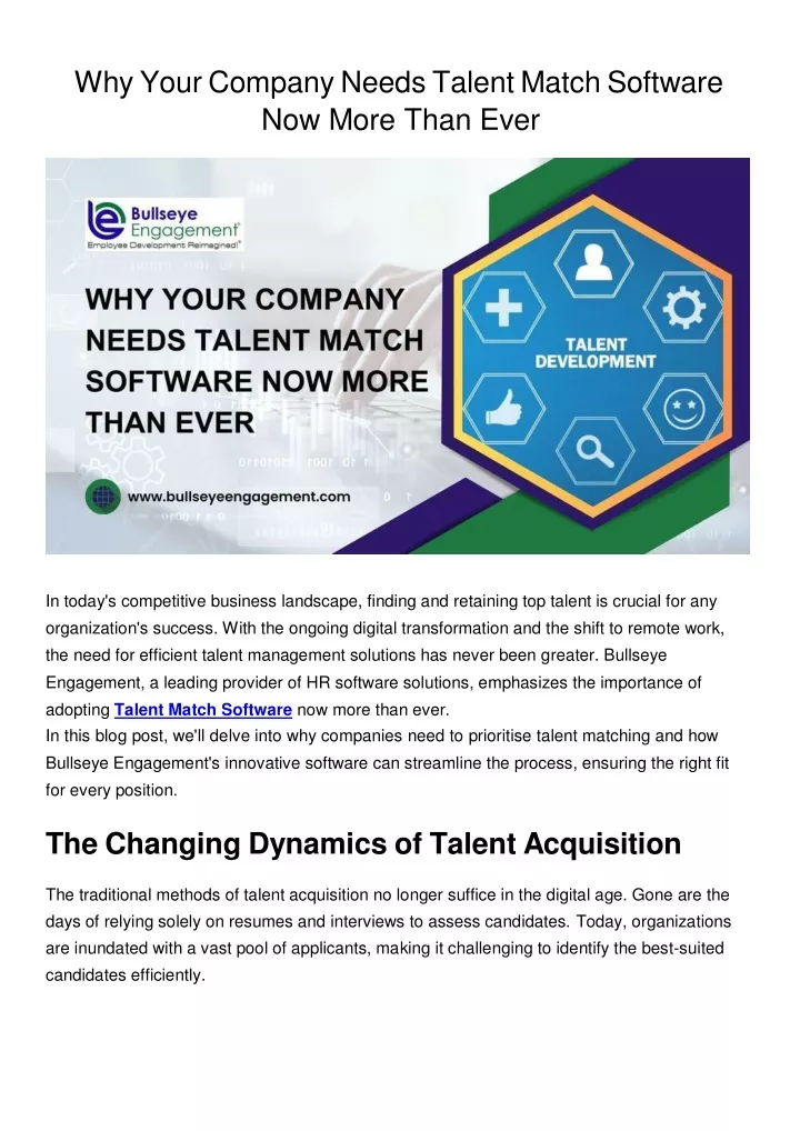 why your company needs talent match software