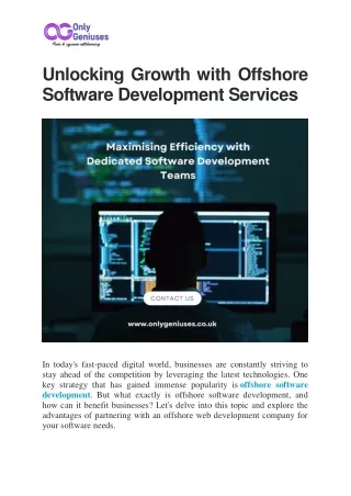 Offshore Software Development Services-onlygeniuses