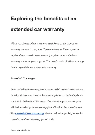 Unveiling the Advantages of Extended Car Warranties