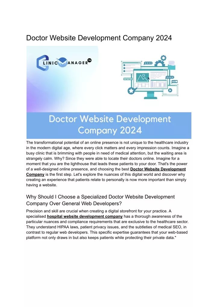 doctor website development company 2024
