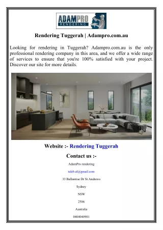 Rendering Tuggerah    Adampro.com.au