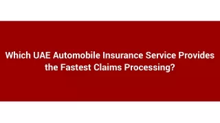 Fastest Claims Processing Which UAE Automobile Insurance Service Stands Out