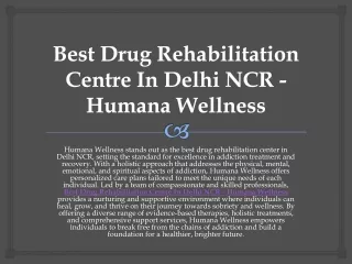 Best Drug Rehabilitation Centre In Delhi - Humana Wellness
