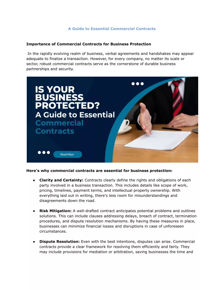 a guide to essential commercial contracts