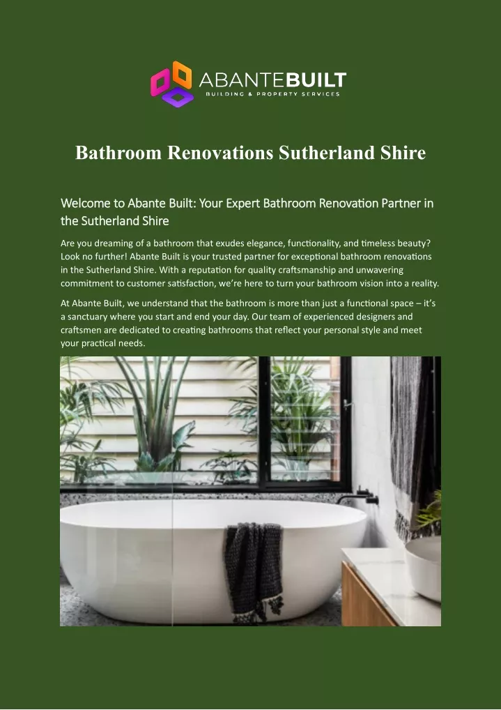 bathroom renovations sutherland shire