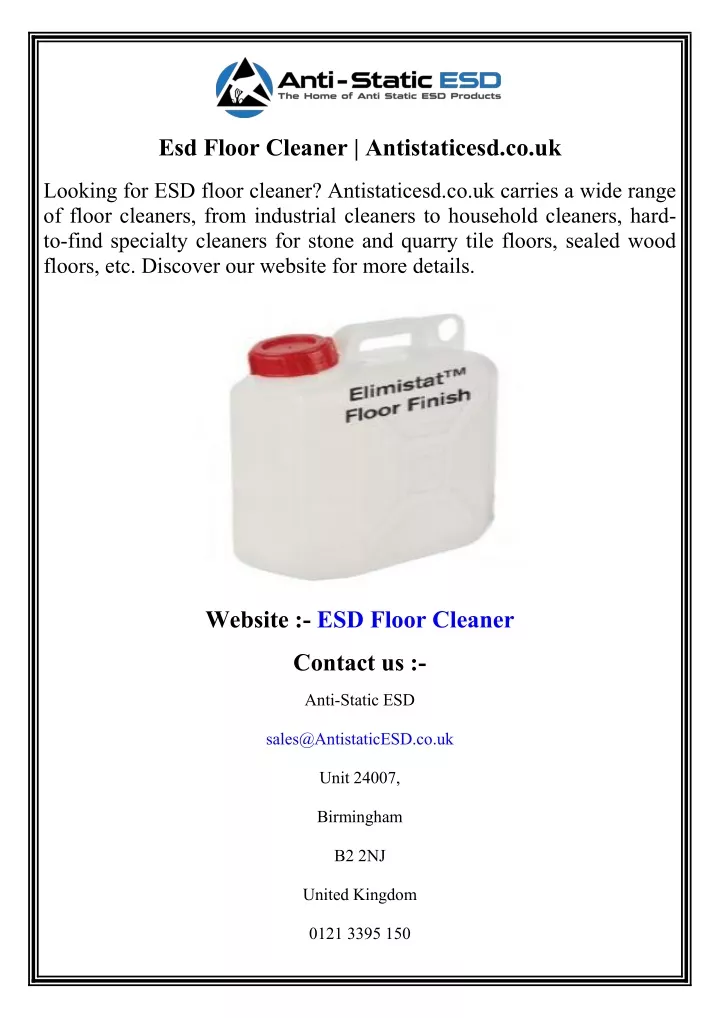 esd floor cleaner antistaticesd co uk