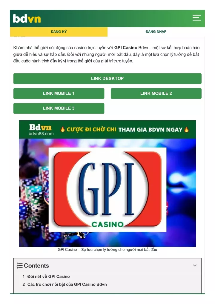 gpi casino s l a ch n l t ng cho ng i m i b t u