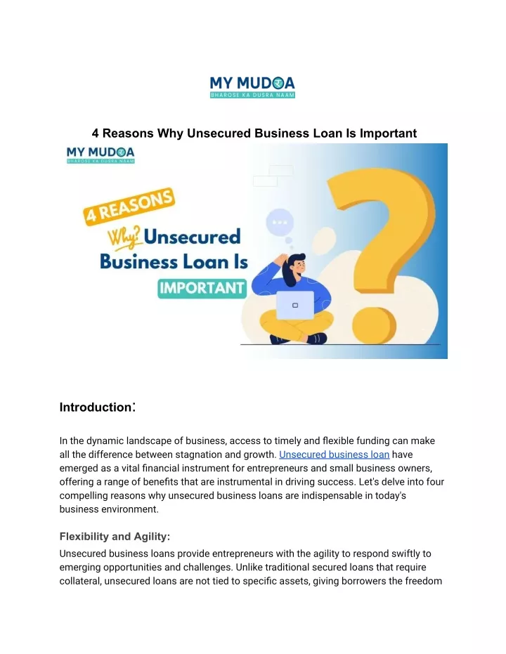 4 reasons why unsecured business loan is important