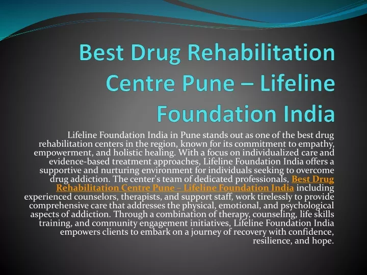 best drug rehabilitation centre pune lifeline foundation india