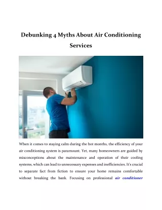 Debunking 4 Myths About Air Conditioning Services