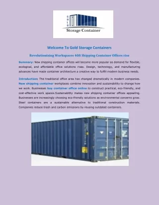 Revolutionizing Workspaces 40ft Shipping Container Offices rise