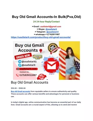 Buy Old Gmail Accounts-In Bulk(Pva,Old)