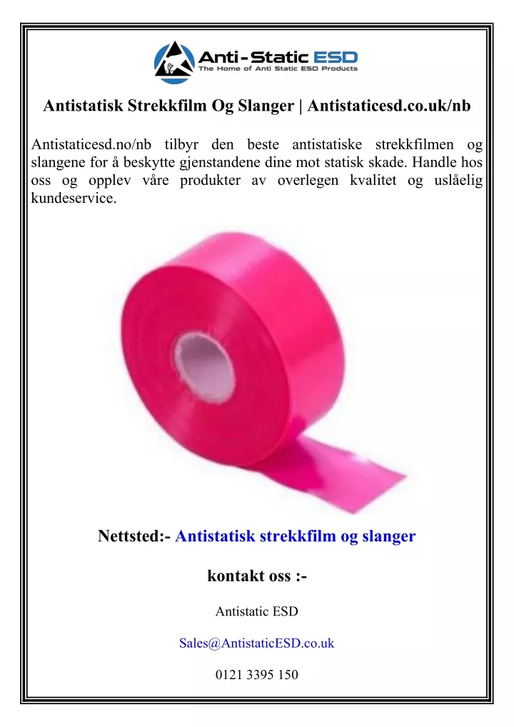 antistatisk strekkfilm og slanger antistaticesd