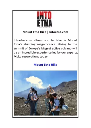 Mount Etna Hike  Intoetna.com