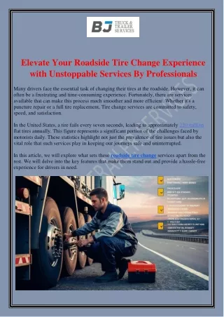 Elevate Your Roadside Tire Change Experience with Unstoppable Services By Profes