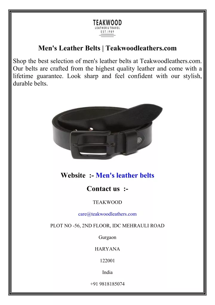 men s leather belts teakwoodleathers com