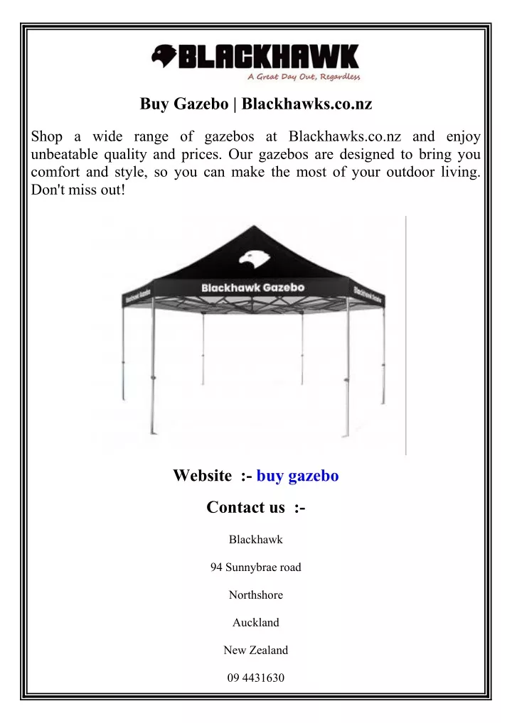 buy gazebo blackhawks co nz