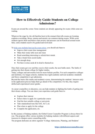 How to Effectively Guide Students on College Admissions?
