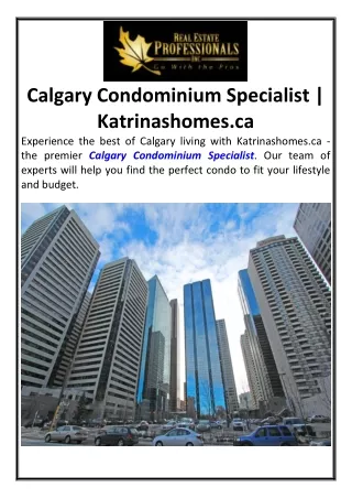 Calgary Condominium Specialist Katrinashomes.ca