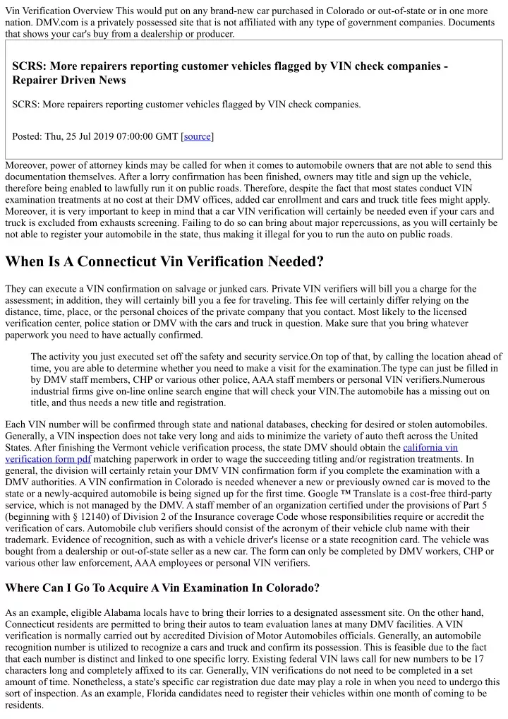 vin verification overview this would