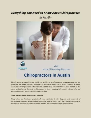 Everything You Need to Know About Chiropractors in Austin