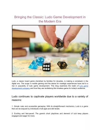 Bringing the Classic: Ludo Game Development in the Modern Era