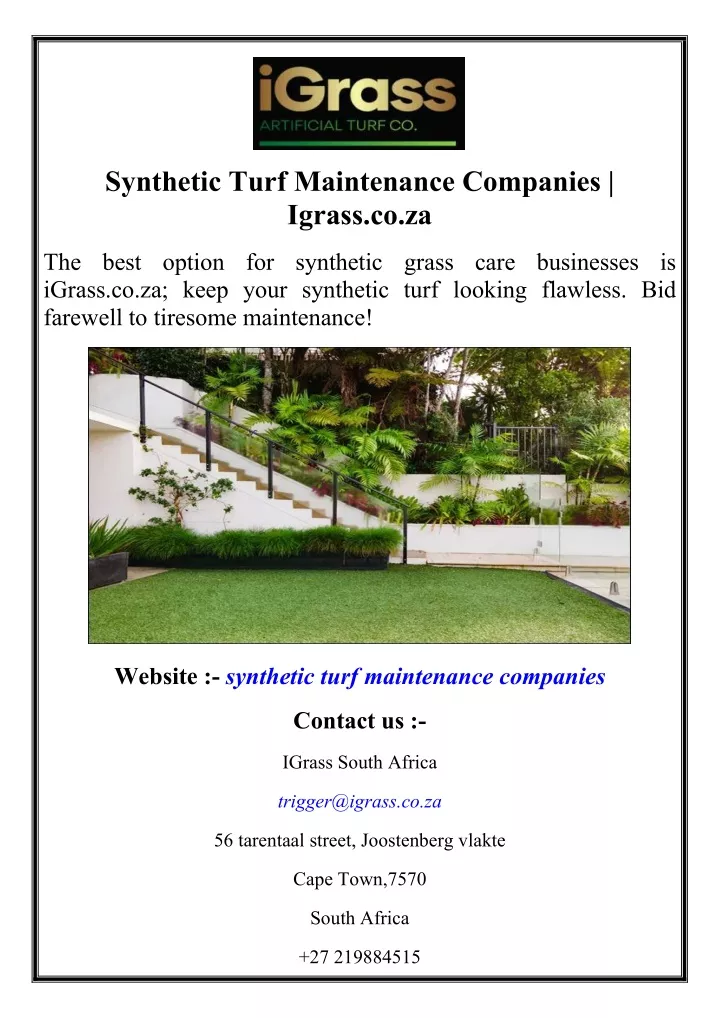 synthetic turf maintenance companies igrass co za