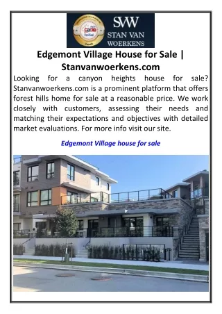 Edgemont Village House for Sale Stanvanwoerkens.com