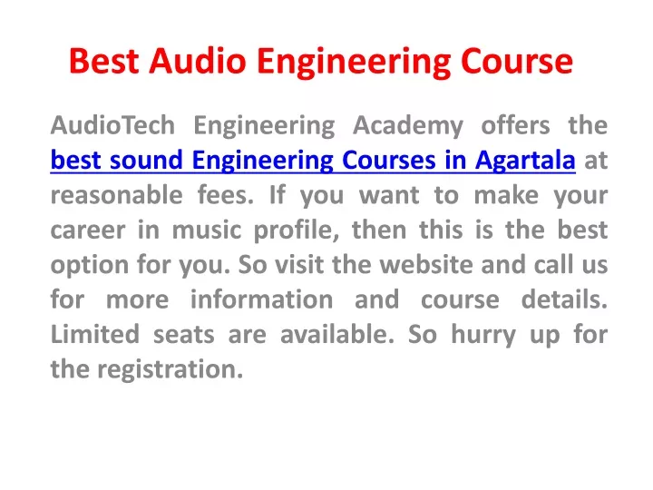 best audio engineering course