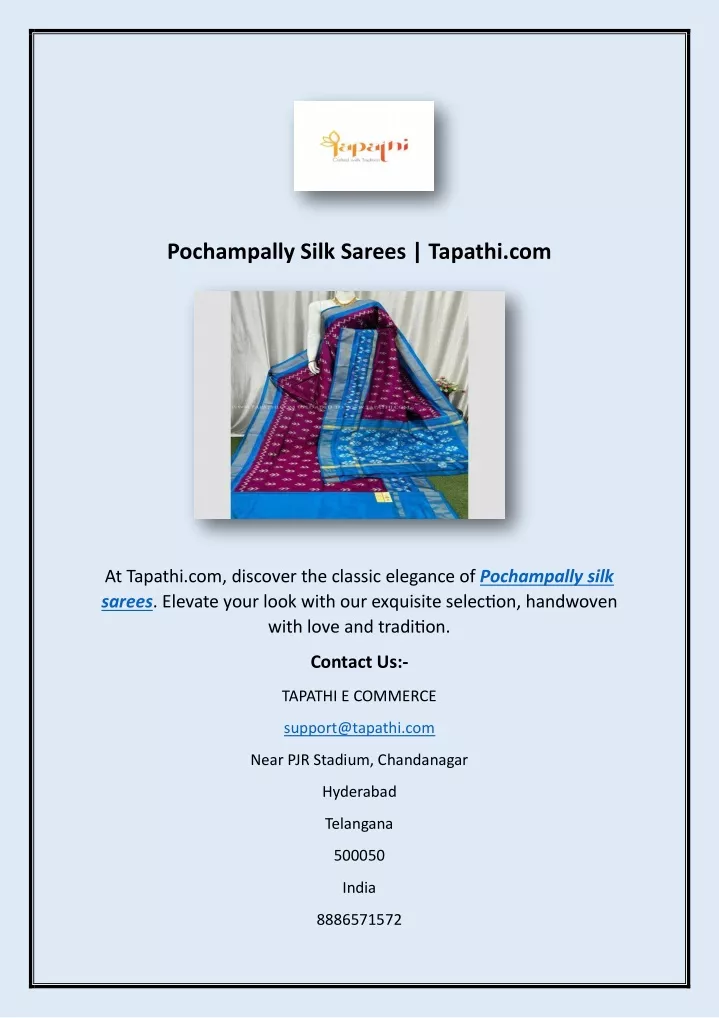 pochampally silk sarees tapathi com