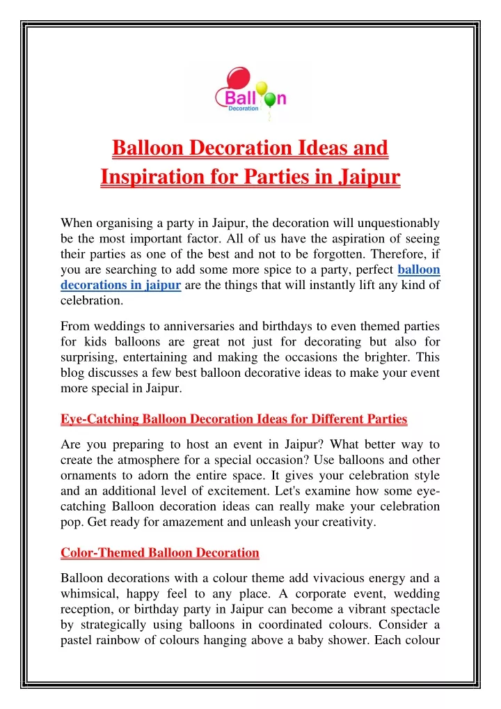 balloon decoration ideas and inspiration