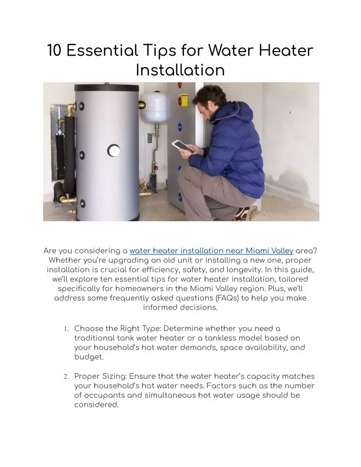 10 essential tips for water heater installation