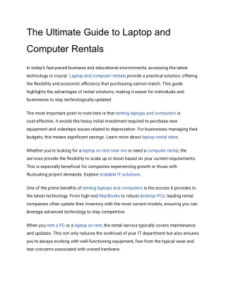 The Ultimate Guide to Laptop and Computer Rentals