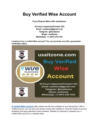 Buy Verified Wise Account