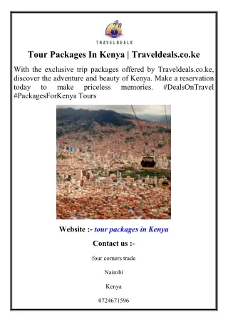 Tour Packages In Kenya  Traveldeals.co.ke