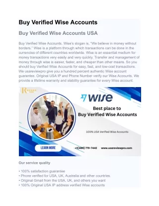 Buy Verified Wise Accounts - 100% Legitimate and Activated