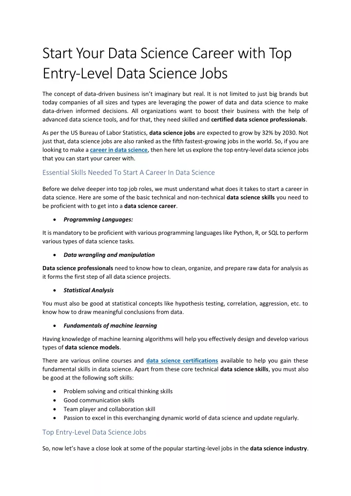 start your data science career with top entry