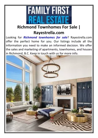 Richmond Townhomes For Sale Rayestrella.com