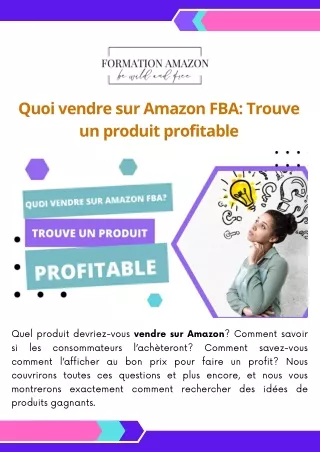 Quoi vendre sur Amazon FBA Trouve un produit profitable