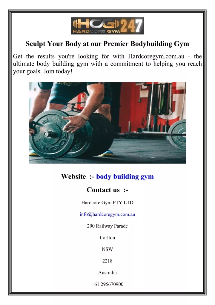 sculpt your body at our premier bodybuilding gym