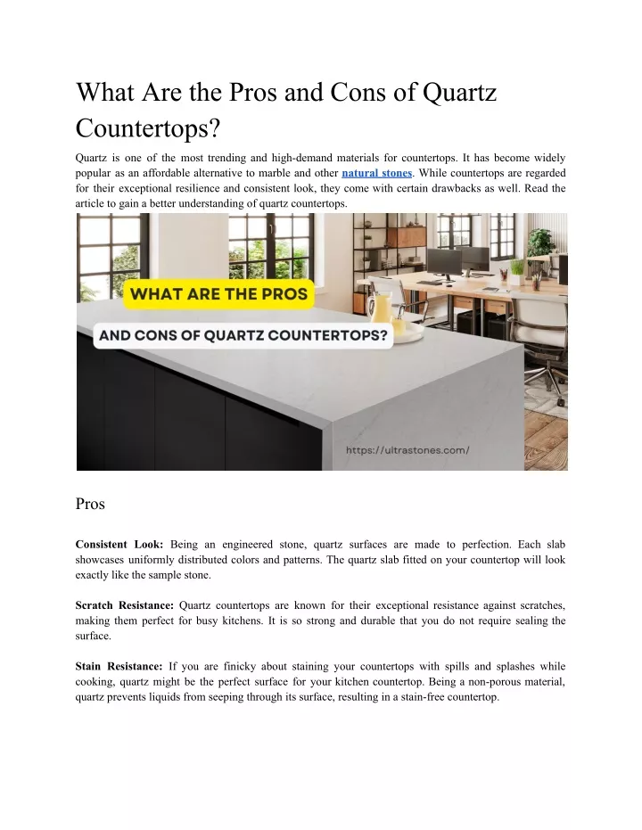 what are the pros and cons of quartz countertops