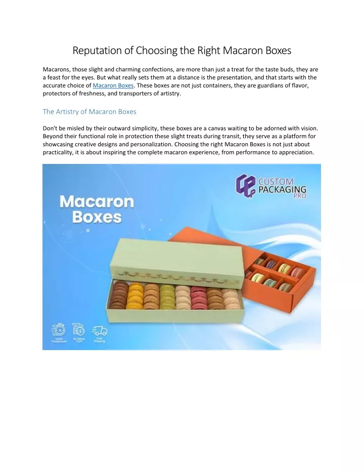 reputation of choosing the right macaron boxes