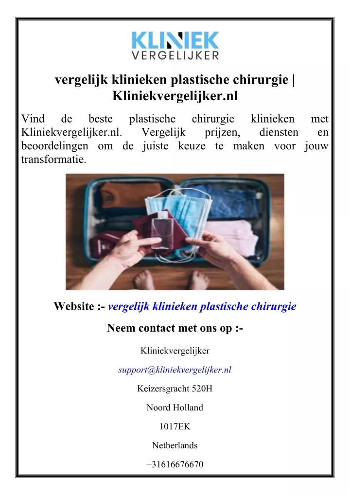 vergelijk klinieken plastische chirurgie