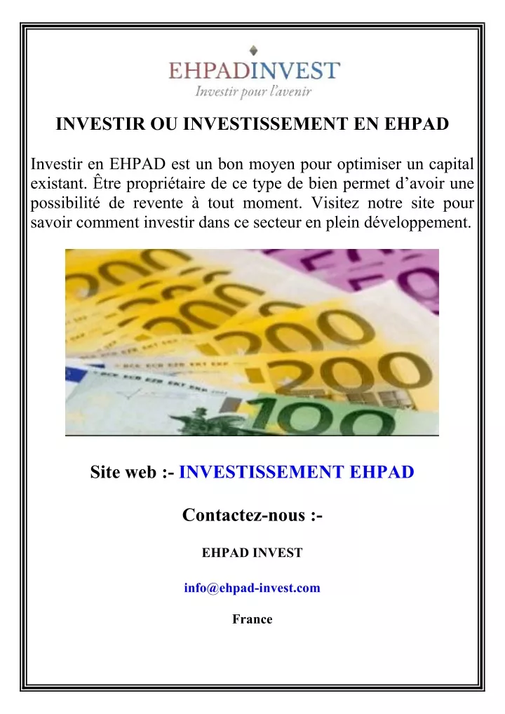 investir ou investissement en ehpad