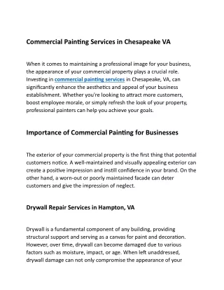 Commercial Painting Services in Chesapeake VA